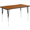 Flash Furniture 28″W x 47.5″L Rectangular Wave Collaborative Oak Thermal Laminate Activity Table – Standard Height Adjustable Legs(Oak)