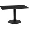 Flash Furniture 30” x 48” Rectangular Black Laminate Table Top with 24” Round Table Height Base(Black)