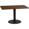 Flash Furniture 30” x 48” Rectangular Black Laminate Table Top with 24” Round Table Height Base(Walnut)