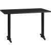 Flash Furniture 30” x 48” Rectangular Mahogany Laminate Table Top with 5” x 22” Table Height Bases(Black)