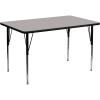 Flash Furniture 30”W x 60”L Rectangular Grey HP Laminate Activity Table – Standard Height Adjustable Legs(Grey)