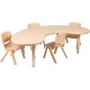 Flash Furniture 35″W x 65″L Half-Moon Natural Plastic Height Adjustable Activity Table Set with 4 Chairs(Natural)