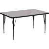 Flash Furniture 36”W x 72”L Rectangular Red Thermal Laminate Activity Table – Height Adjustable Short Legs(Grey)