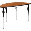 Flash Furniture 47.5″ Half Circle Wave Collaborative Oak Thermal Laminate Activity Table – Standard Height Adjustable Legs(Oak)