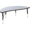 Flash Furniture 60″ Half Circle Wave Collaborative Oak Thermal Laminate Activity Table – Height Adjustable Short Legs(Grey)