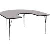 Flash Furniture 60”W x 66”L Horseshoe Yellow Thermal Laminate Activity Table – Standard Height Adjustable Legs(Grey)