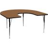 Flash Furniture 60”W x 66”L Horseshoe Yellow Thermal Laminate Activity Table – Standard Height Adjustable Legs(Oak)