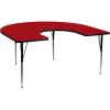 Flash Furniture 60”W x 66”L Horseshoe Yellow Thermal Laminate Activity Table – Standard Height Adjustable Legs(Red)
