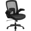 Flash Furniture Big & Tall Swivel Office and Gaming Chair with LeatherSoft Seat, Mesh Office Chair with Flip-Up Armrests and Adjustable Height, Black(Black Leathersoft/Mesh)