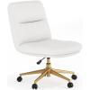 Flash Furniture Chloe Commercial Mid-Back Swivel Office Chair, Padded LeatherSoft, Adjustable Height, Ergonomic Mid-Rise Back, Armless, Wheels, White/Gold(White Leathersoft/Gold Frame)