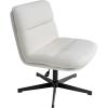 Flash Furniture Chloe Commercial Mid-Back Swivel Office Chair, Wide Design, Padded LeatherSoft, Adjustable Height, Ergonomic Mid-Rise Back, Armless, Black/Chrome(Cream Faux Shearling/Black Frame)