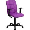 Flash Furniture Clayton Mid-Back Pink Quilted Vinyl Swivel Task Office Chair with Arms(Purple)