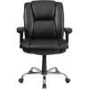 Flash Furniture HERCULES Series Big & Tall 400 lb. Rated Black LeatherSoft Ergonomic Task Office Chair with Chrome Base and Adjustable Arms