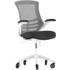 Flash Furniture Kelista Mid-Back Black Mesh Swivel Ergonomic Task Office Chair with Flip-Up Arms and Transparent Roller Wheels(Black Mesh/White Frame)