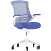 Flash Furniture Kelista Mid-Back Black Mesh Swivel Ergonomic Task Office Chair with Flip-Up Arms and Transparent Roller Wheels(Blue Mesh/White Frame)