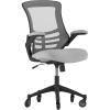 Flash Furniture Kelista Mid-Back Black Mesh Swivel Ergonomic Task Office Chair with Flip-Up Arms and Transparent Roller Wheels(Dark Gray Mesh)