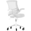 Flash Furniture Kelista Mid-Back Black Mesh Swivel Ergonomic Task Office Chair with Flip-Up Arms and Transparent Roller Wheels(Light Gray Mesh/White Frame)