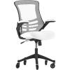 Flash Furniture Kelista Mid-Back Black Mesh Swivel Ergonomic Task Office Chair with Flip-Up Arms and Transparent Roller Wheels(White Mesh)
