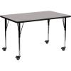 Flash Furniture Mobile 24”W x 60”L Rectangular Grey HP Laminate Activity Table – Standard Height Adjustable Legs(Grey)