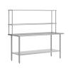 Flash Furniture Reese Prep and Work Table with NSF Certified 18 Gauge Stainless Steel Top Shelf and Double Overshelves with Galvanized Steel Undershelf, 30″ x 48″(30″ x 72″)