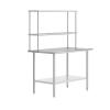 Flash Furniture Reese Prep and Work Table with NSF Certified 18 Gauge Stainless Steel Top Shelf and Double Overshelves with Galvanized Steel Undershelf, 30″ x 48″(30″ x 48″)