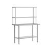 Flash Furniture Reese Prep and Work Table with NSF Certified 18 Gauge Stainless Steel Top Shelf and Double Overshelves with Galvanized Steel Undershelf, 30″ x 48″(24″ x 48″)