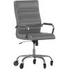 Flash Furniture Whitney High Back White LeatherSoft Executive Swivel Office Chair with Chrome Frame, Arms, and Transparent Roller Wheels(Gray Leathersoft/Chrome Frame)