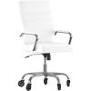 Flash Furniture Whitney High Back White LeatherSoft Executive Swivel Office Chair with Chrome Frame, Arms, and Transparent Roller Wheels(White Leathersoft/Chrome Frame)