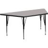 Flash Furniture Wren 22.5”W x 45”L Trapezoid Yellow HP Laminate Activity Table – Height Adjustable Short Legs(Grey)