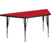 Flash Furniture Wren 22.5”W x 45”L Trapezoid Yellow HP Laminate Activity Table – Height Adjustable Short Legs(Red)