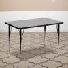 Flash Furniture Wren 30”W x 72”L Rectangular Grey Thermal Laminate Activity Table – Standard Height Adjustable Legs(Grey)