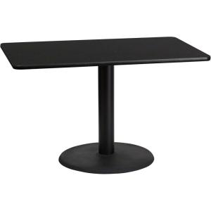 Flash Furniture 30” x 48” Rectangular Black Laminate Table Top with 24” Round Table Height Base(Black)