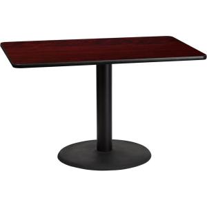 Flash Furniture 30” x 48” Rectangular Black Laminate Table Top with 24” Round Table Height Base(Mahogany)