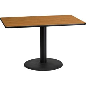 Flash Furniture 30” x 48” Rectangular Black Laminate Table Top with 24” Round Table Height Base(Natural)