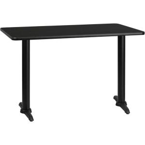 Flash Furniture 30” x 48” Rectangular Mahogany Laminate Table Top with 5” x 22” Table Height Bases(Black)