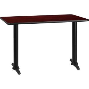 Flash Furniture 30” x 48” Rectangular Mahogany Laminate Table Top with 5” x 22” Table Height Bases(Mahogany)