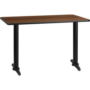Flash Furniture 30” x 48” Rectangular Mahogany Laminate Table Top with 5” x 22” Table Height Bases(Walnut)