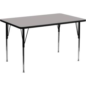 Flash Furniture 30”W x 60”L Rectangular Grey HP Laminate Activity Table – Standard Height Adjustable Legs(Grey)