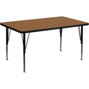 Flash Furniture 36”W x 72”L Rectangular Red Thermal Laminate Activity Table – Height Adjustable Short Legs(Oak)