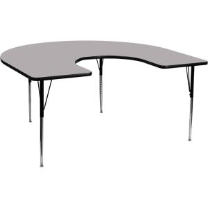 Flash Furniture 60”W x 66”L Horseshoe Yellow Thermal Laminate Activity Table – Standard Height Adjustable Legs(Grey)