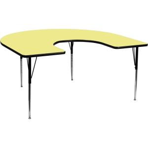 Flash Furniture 60”W x 66”L Horseshoe Yellow Thermal Laminate Activity Table – Standard Height Adjustable Legs(Yellow)
