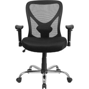 Flash Furniture Big & Tall Office Chair | Adjustable Height Mesh Swivel Office Chair with Wheels(Black)