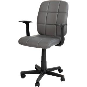 Flash Furniture Clayton Mid-Back Orange Quilted Vinyl Swivel Task Office Chair with Arms(Grey)