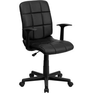 Flash Furniture Clayton Mid-Back Pink Quilted Vinyl Swivel Task Office Chair with Arms(Black)
