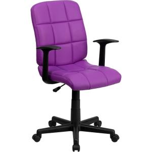 Flash Furniture Clayton Mid-Back Pink Quilted Vinyl Swivel Task Office Chair with Arms(Purple)