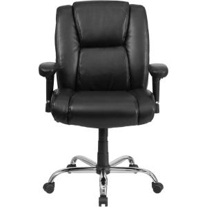 Flash Furniture HERCULES Series Big & Tall 400 lb. Rated Black LeatherSoft Ergonomic Task Office Chair with Chrome Base and Adjustable Arms
