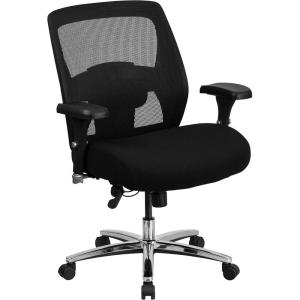 Flash Furniture Hercules Series Big & Tall Swivel Office and Gaming Chair, Ergonomic Mesh Office Chair with Padded Seat and Ratchet Back, Black