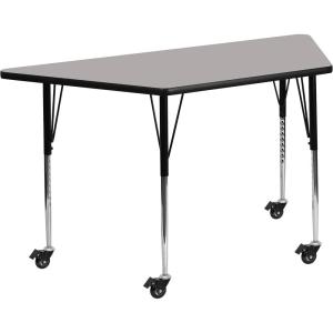 Flash Furniture Mobile 22.5”W x 45”L Trapezoid Grey HP Laminate Activity Table – Standard Height Adjustable Legs(Grey)