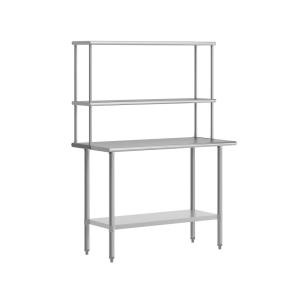 Flash Furniture Reese Prep and Work Table with NSF Certified 18 Gauge Stainless Steel Top Shelf and Double Overshelves with Galvanized Steel Undershelf, 30″ x 48″(24″ x 48″)