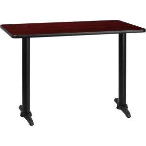 Flash Furniture Stiles 30” x 42” Rectangular Black Laminate Table Top with 5” x 22” Table Height Bases(Mahogany)